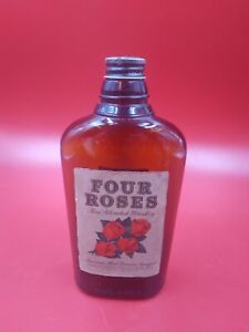 VTG Four Roses One Pint Amber Whiskey Bottle With Lid