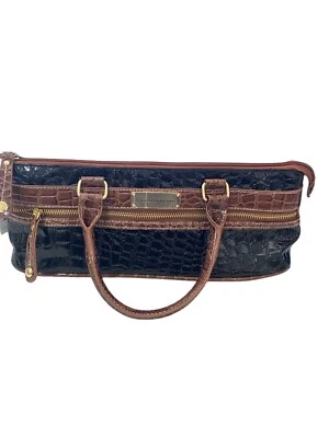 Samantha Brown Black Camel Croco Classic Leather Wine Clutch Bag NWT - Image 1 of 4