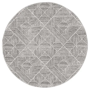 Silver Extra Large Round Floor Rug Circle Design Transitional Brand New - Picture 1 of 24