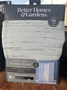 Better Homes & Gardens Blackout Curtain 1 Panel - 53 X 84 - Aqua Scrie - Picture 1 of 4