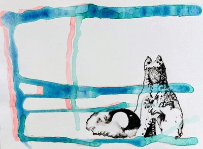 Pintura Acuarela Original ÚNICA EN SU CLASE - Arte de Pared Minimalista Abstracto, Hecho a Mano Foto 1 de 4