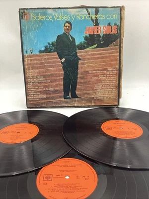 JAVIER SOLIS boleros, valses y rancheras con (CBS STEREO 3x VINYL LP MEXICO) EX - Image 1 of 4