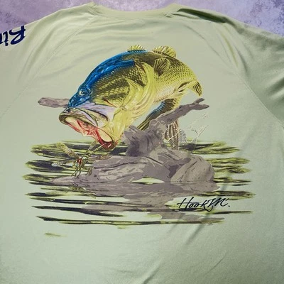 Camisa Bimini Bay Para Hombres XL Gancho M’ Verde Brazo Logo Pesca Luz Manga Larga Lubina Foto 1 de 4