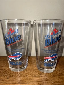 Labatt Blue Vintage Rare Beer Glasses NFL Football Buffalo Bills Mafia Pint 2 - Picture 1 of 2
