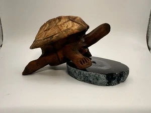 Vintage Small Cast Iron Glazed Turtle - Bild 1 von 12