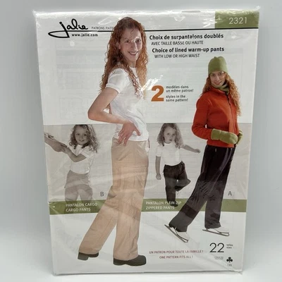 Jalie Sewing Pattern #2321 Lined Warm Up Pants Cargo Zippered Wm’s Sz 22, New - Image 1 of 4
