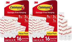 Command Replacement Adhesive Strips – 8 Small, 4 Medium, 4 Large, Damage-Free Ha - Picture 1 of 12