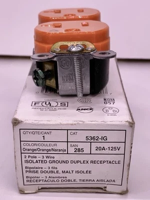LEVITON 5362-IG DUPLEX RECEPTACLE 20A 125V NEW - Image 1 of 4