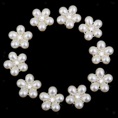 10pcs Crystal Rhinestones flower Buttons Embellishments - image 1 of 4