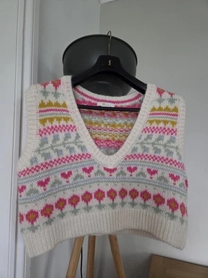 Boden Women Edie Fair Isle Cropped Vest Sleeveless Wool Blend Knit Jumper UK MED - Image 1 of 4