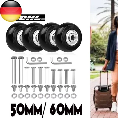 4x Travel Koffer Rollen Ersatz Gepäck Reparatur Zubehör Mute Row Räder 50mm/60mm - Bild 1 von 4