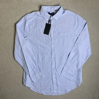 Camisa Five Four Hombre Mediana Azul Abotonada Manga Larga Informal Bolsillo Informal Nueva con Etiquetas Foto 1 de 4