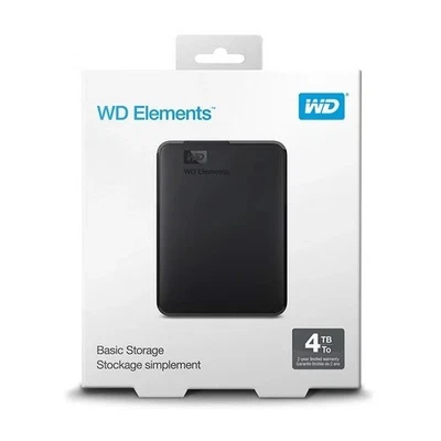 WD 4TB Elements Portable USB 3.2 Gen 1, Hard Drive HDD - WDBU6Y0040BBK-WESN - Image 1 of 2