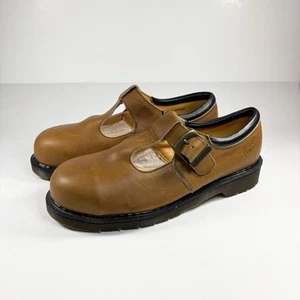 Dr. Martens Doc England MIE 90's Vintage Mustard Greasy Mary Janes UK7 Steel Toe - Picture 1 of 9