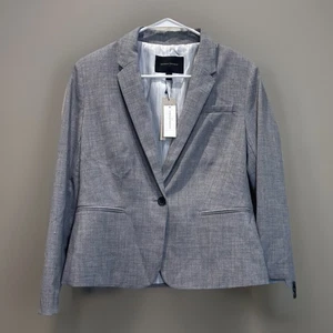 Chaqueta Blazer Banana Republic Para Mujer Talla 6p Gris Frontal 1 Botón Forrada Nueva Con Etiquetas - Imagen 1 de 6
