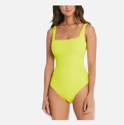 Bleu by Rod Beattie Women's Square-Neck One-Piece Swimsuit Chartreuse Size 14 - Image 1 of 2