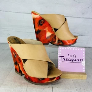 Sam Edelman JORGIA Natural Multi Color Heel Leather Platform Wedge Sandal Sz 7 M - Picture 1 of 15
