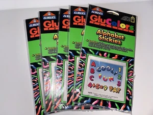 Vintage 1993 Lot 5 Elmers GluColors Alphabet Stickies Aufkleber Zum Selbermachen Projekt - Bild 1 von 3