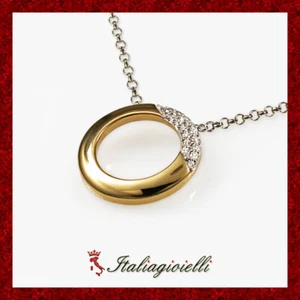 Sgargiante Collana a Cerchio Donna in Argento 925 rodiato e placcato Oro giallo - Foto 1 di 6