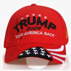 Gorra de béisbol Trump 2024 Take America Back EE. UU. bordada bandera estrellas roja MAGA - Imagen 1 de 7