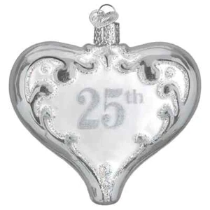 Old World Christmas 25th ANNIVERSARY HEART (30055) Glass Ornament w/ OWC Box - Picture 1 of 3