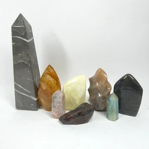 Display Crystal Lot Marble Obelisk Fire Quartz Labradorite Agate Energy Healing - Picture 1 of 12