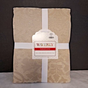 Waverly Tablecloth Tan w/ Gold Threads 60" x 84" Christmas Collection New NWT - Picture 1 of 2