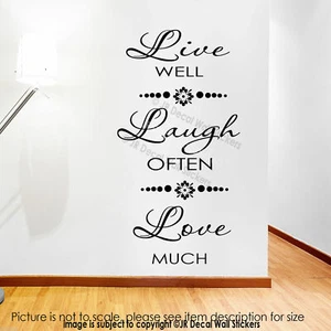 LIVE Well LAUGH Often - Inspirational quote wall stickers, Nursery wall decals - Picture 1 of 8