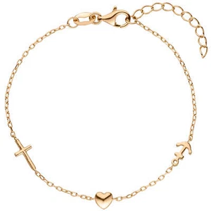 Pulsera con colgantes fe amor esperanza 925 plata rojo oro 16-19cm - Imagen 1 de 1
