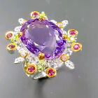 Natural 17 ct &#160;Not Enhanced Amethyst Ring 925 Sterling Silver Size 7.5 /R321523