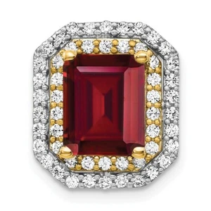 14K Two-tone Gold Lab-Created Diamond & Created Ruby Pendant - Picture 1 of 2