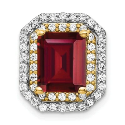 14K Two-tone Gold Lab-Created Diamond & Created Ruby Pendant - Image 1 of 2