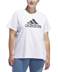 Adidas Plus Size Animal-Print Logo Short-Sleeve T-Shirt Women's 3X White/Black - Picture 1 of 15