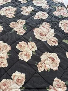 Pottery Barn Emily Meritt Bed Of Roses Comforter Black Blush Full Queen 3828444 - Picture 1 of 10