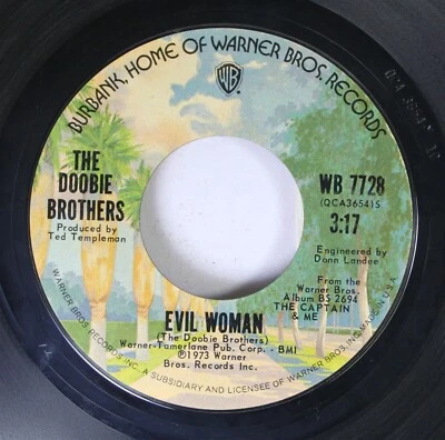 Rock 45 The Doobie Brothers - Evil Woman / China Grove On Warner Bros - Image 1 of 2