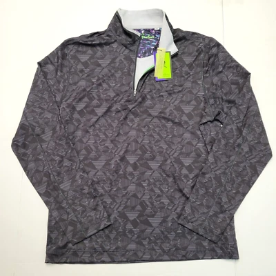 Nuevo Pullover $195 Robert Graham Cuarto Cremallera AVELINO Hombres MEDIANO M Negro Poliéster Foto 1 de 4