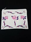 NICE NEW 6"BY 9"HAND PAINTED TULIP/ROSE NATIVE AMERICAN INDIAN CANVAS ZIPPER BAG
