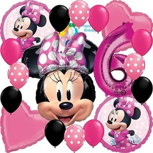 Disney Minnie Mouse Party Supplies Licensed Balloon Bouquet Bundle 6th Birthday - Picture 1 of 5