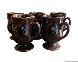 De Colección Metlox Poppytrail LOTUS Marrón Juego de 5 Tazas de Café Té Pedestal - Imagen 1 de 3