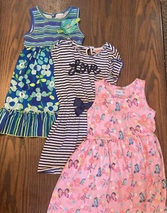 READ Girls Size 4 Sleeveless Dresses Spring Summer Clothing Lot Pink Blue - Picture 1 of 21