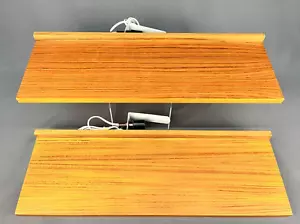 2 MCM Lighted Danish Modern Teak 22 3/4" Wall Unit Shelves Denmark - Picture 1 of 24