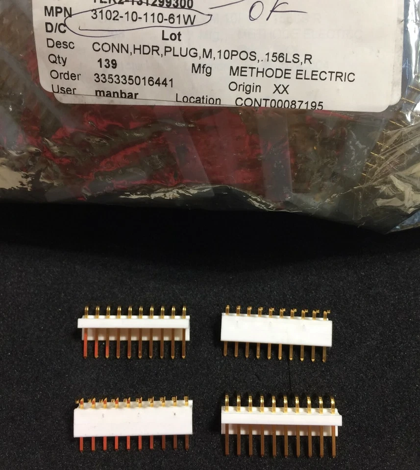 3102-10-110-61 METHODE CONN HDR PLUG M 10POS 156LS 6 PIECES - Image 1 of 1