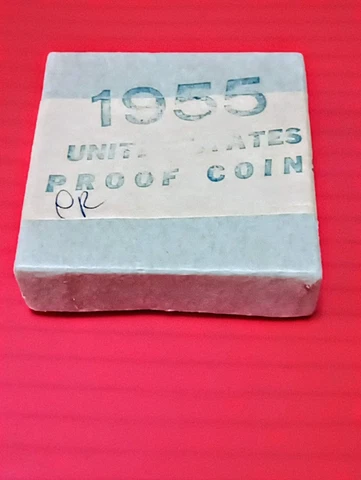 1955 Proof Set RARE Original Govt Issue BOX packaging cellophane sleeves, tissue Cover