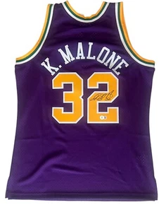 Utah Jazz Karl Malone Signed Autographed Jersey Beckett BAS M&N Authentic - Picture 1 of 3