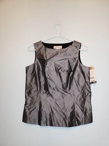 Merona Damen Gr. S Tanktop Cropped Seitenreißverschluss grau 100% Seide gefüttert ärmellos Neu mit Etikett - Bild 1 von 5