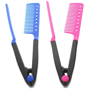 2 PCS Flat Iron Comb Folding Hair Comb Air Straightener Comb With A Grip - Picture 1 of 12