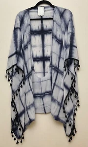 ELEVENSES Anthro One Size 100% Silk Tie Dye Kimono Cover Up Wht/Blue $148 MSRP! - Picture 1 of 7