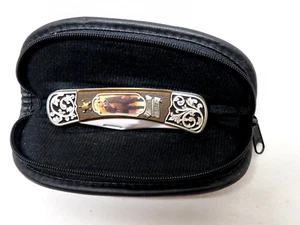 FRANKLIN MINT-WYATT EARP-LEGENDS OF THE WEST COLLECTOR KNIFE-WITH ZIPPER CASE - Picture 1 of 11