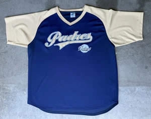 VTG Mens Sz 2XL San Diego Padres Blue Jersey Tan Sleeves Short Sleeve - Picture 1 of 5