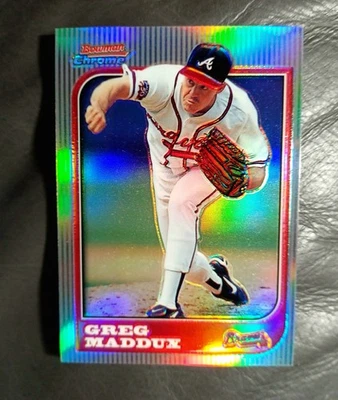 1997 BOWMAN ХРОМИРОВАННЫЙ РЕФРАКТОР GREG MADDUX #79 ATLANTA BRAVES HOF'R - Изображение 1 из 2